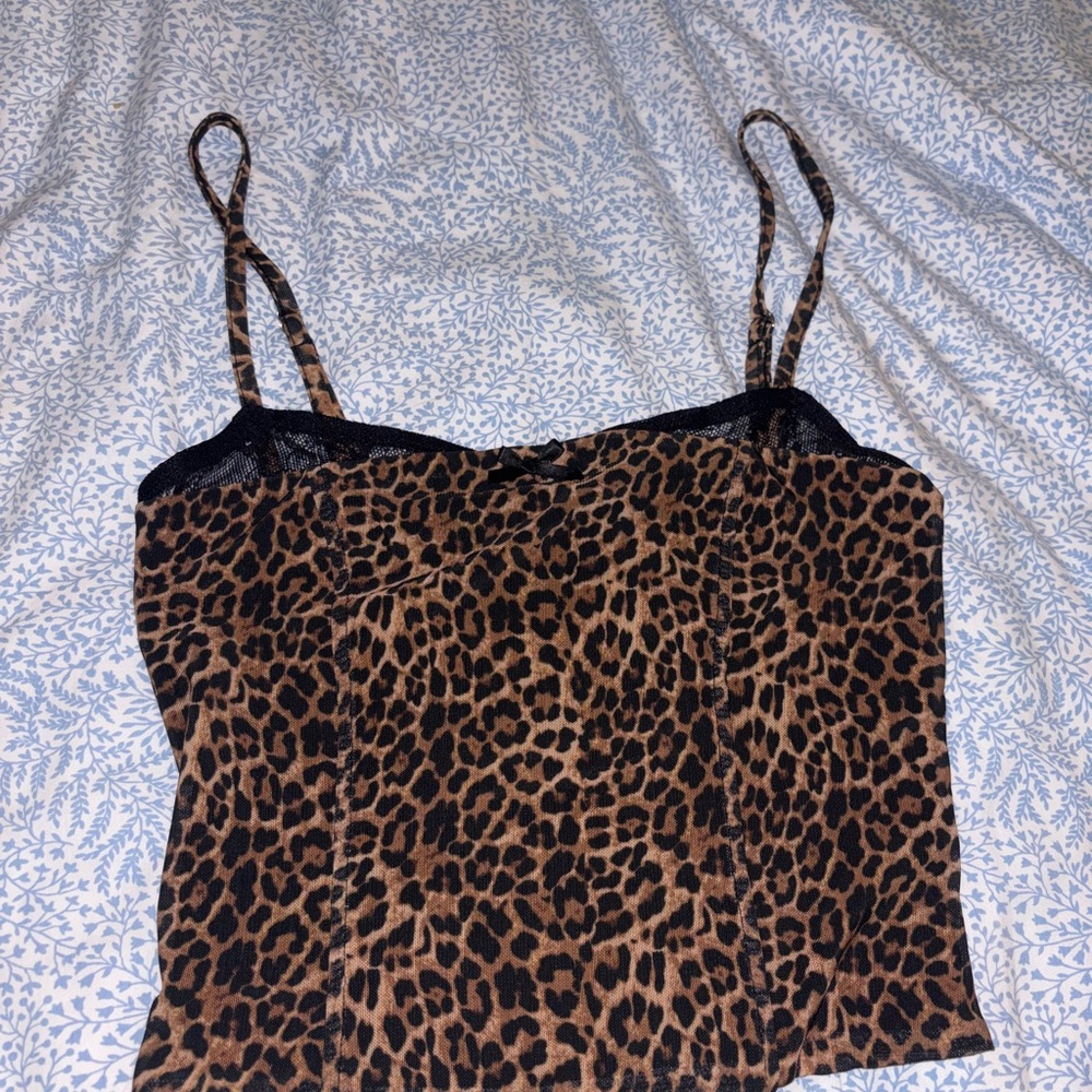 Edikted Animal Print Camisole with Lace Detail